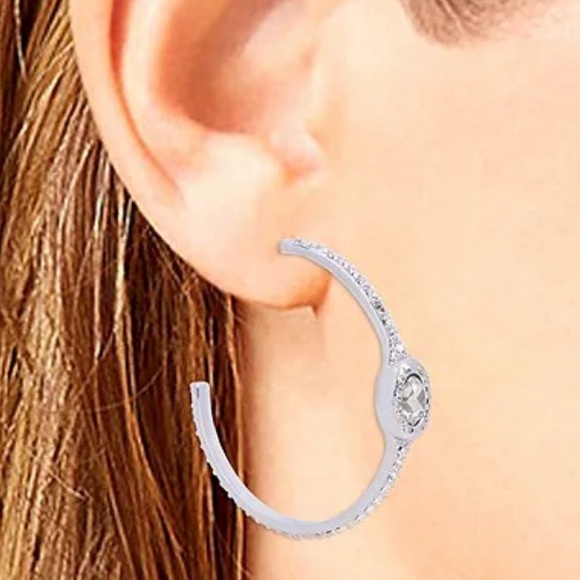 Signature Logo Crystal Pave Hoop Earrings - Picture 2 of 6